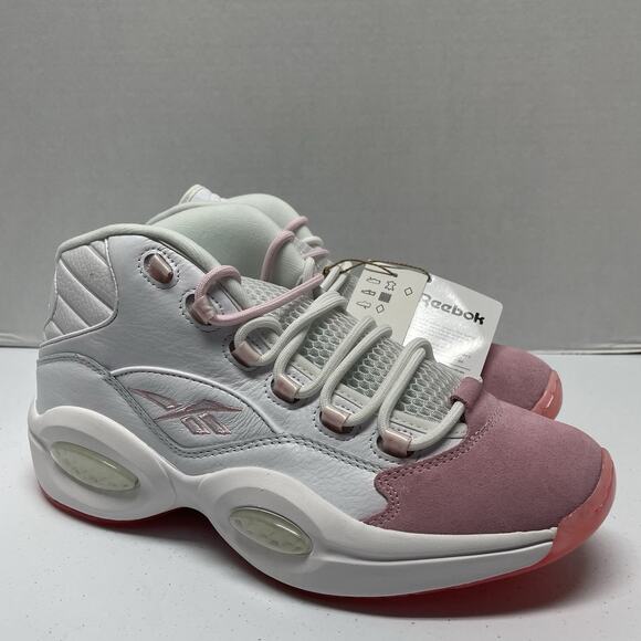 Reebok Question Mid Pink Toe G55120 Size 10.5 White Pink Allen Iverson Camron